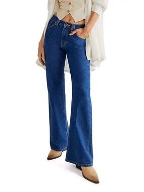 Free People We The Free Ava Jeans Medium Wash Flare High Rise Sz 26/28 Boho